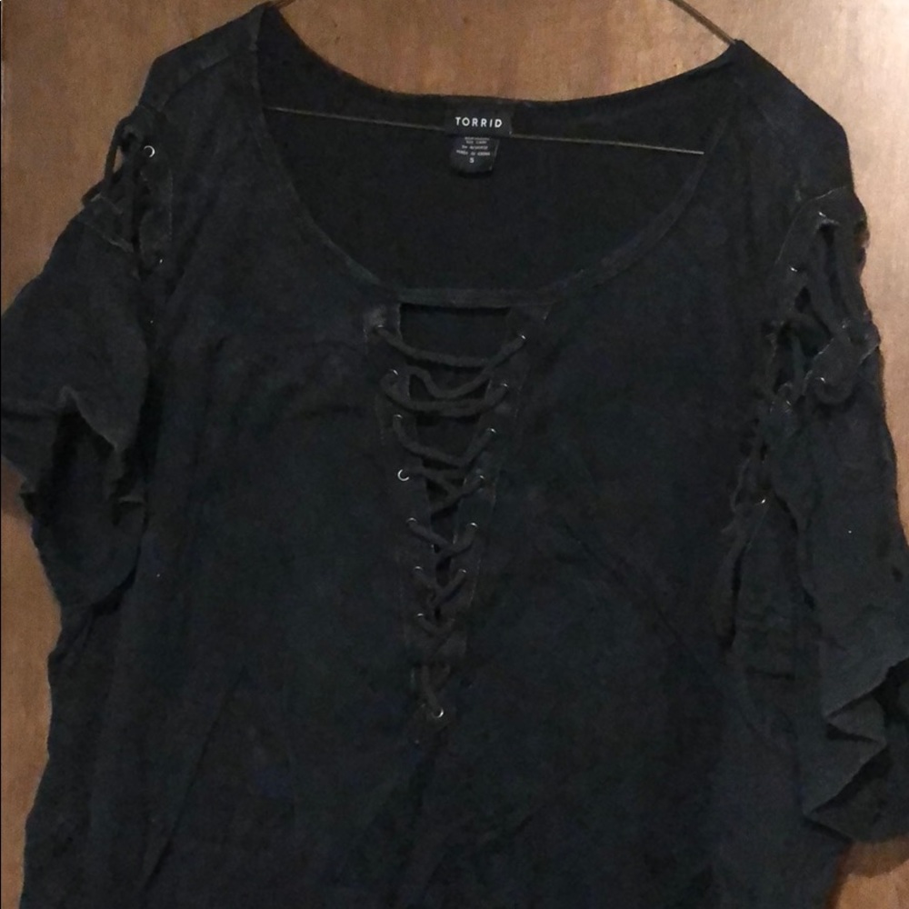 Torrid Size 5 Black acid wash tee